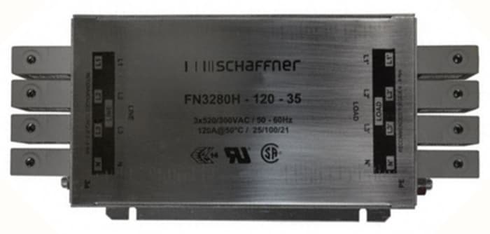 Schaffner, FN 3280 120A 3 x 520/300 V ac 0 → 60Hz, Chassis Mount EMI Filter, Terminal Block 3 Phase
