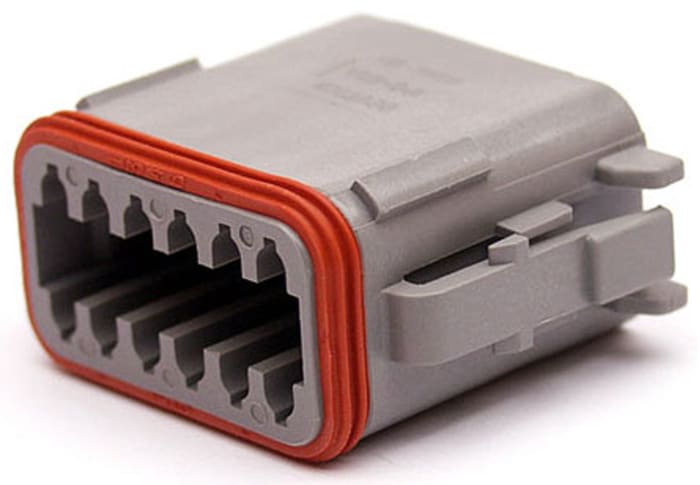 Deutsch, DT Automotive Connector Plug Black Plug-In 12 Way, Crimp Termination DT06-12SA-CE06