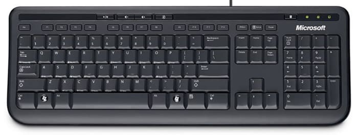 Teclado Microsoft, , Con cable, Negro, USB, Compacto, QWERTY (UK)