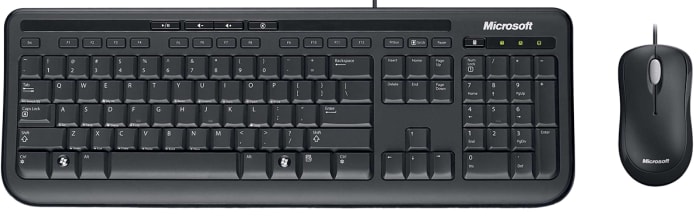 Microsoft 600 Wired Keyboard and Mouse Set, QWERTY, Black