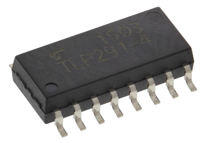 Toshiba, TLP291-4(GB-TP,E(T DC Input Phototransistor Output Quad Optocoupler, Surface Mount, 16-Pin SOIC