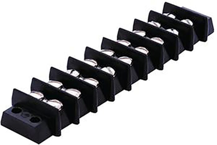 Tira de barrera, 10 contactos, paso 11.13mm, 2 filas , 20A, 250 V ac