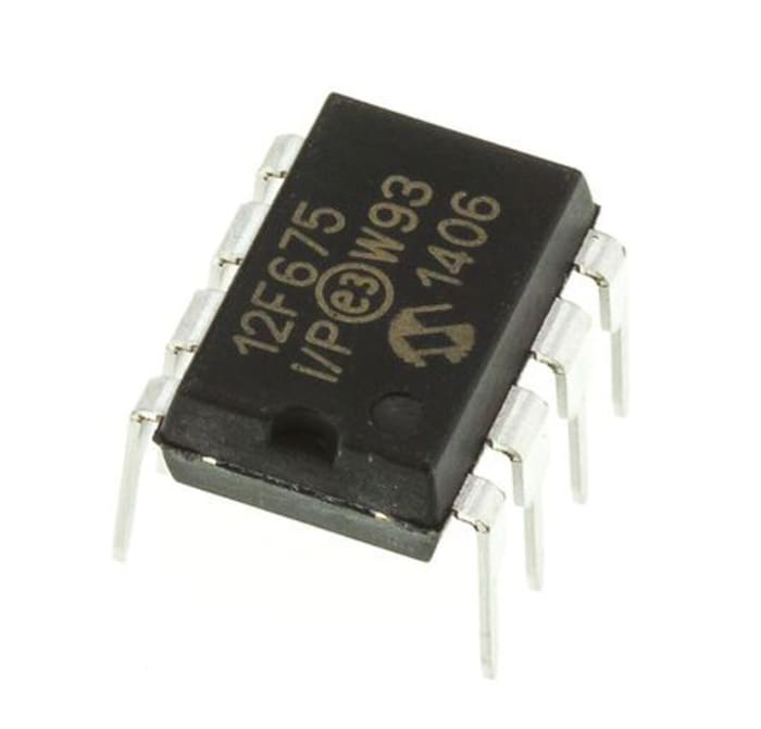 Microchip, 8bit PIC, PIC12F Microcontroller, 20MHz, 1024 x 14 words, 128 B Flash, 8-Pin PDIP