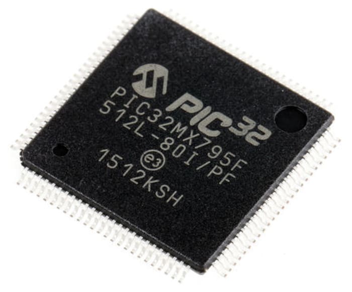 Microchip PIC32MX795F512L-80I/PF, 32bit MIPS32 Microcontroller, PIC32MX, 80MHz, 512 kB Flash, 100-Pin TQFP