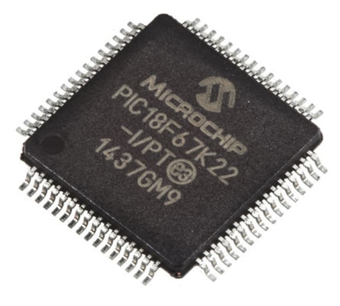 Microchip, 8bit PIC, PIC18F Microcontroller, 64MHz, 1 kB, 128 kB Flash, 64-Pin TQFP
