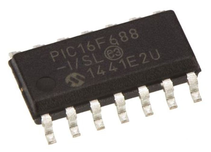 Microchip, 8bit PIC, PIC16F Microcontroller, 20MHz, 4096 x 14 words, 256 B Flash, 14-Pin SOIC