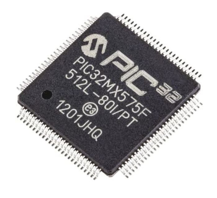 Microchip, 32bit PIC, PIC32MX Microcontroller, 80MHz, 12 kB, 512 kB Flash, 100-Pin TQFP