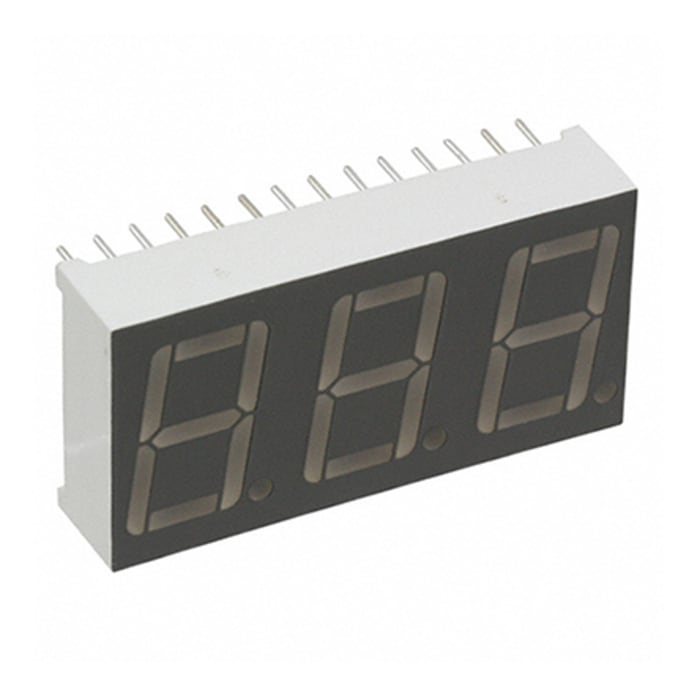 LDT-A514RI Lumex 3 Digit 7-Segment LED Display, CA Red 30 mcd RH DP 14.2mm