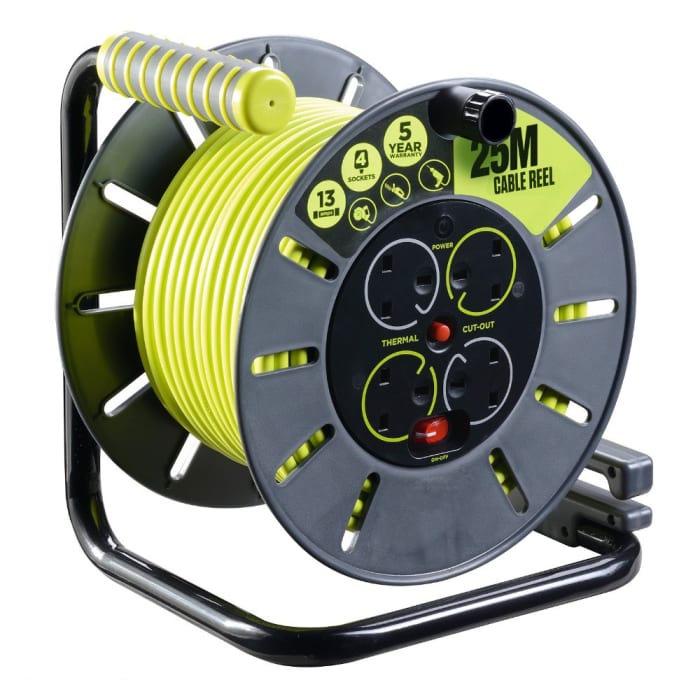 OMU25134SL-PX RS PRO | RS PRO 25m 4 Socket Type G - British Cable Reel ...
