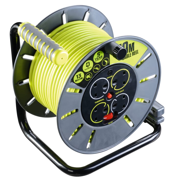 RS PRO | RS PRO 50m 4 Socket Type G - British Cable Reel, 240 V | 889 ...