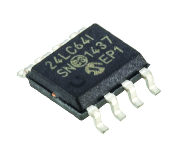 Microchip 24LC64-I/SN, 64kbit Serial EEPROM Memory, 900ns 8-Pin SOIC Serial-I2C