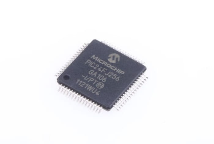 Microchip, 16bit PIC, PIC24FJ Microcontroller, 32MHz, 256 kB Flash, 64-Pin TQFP