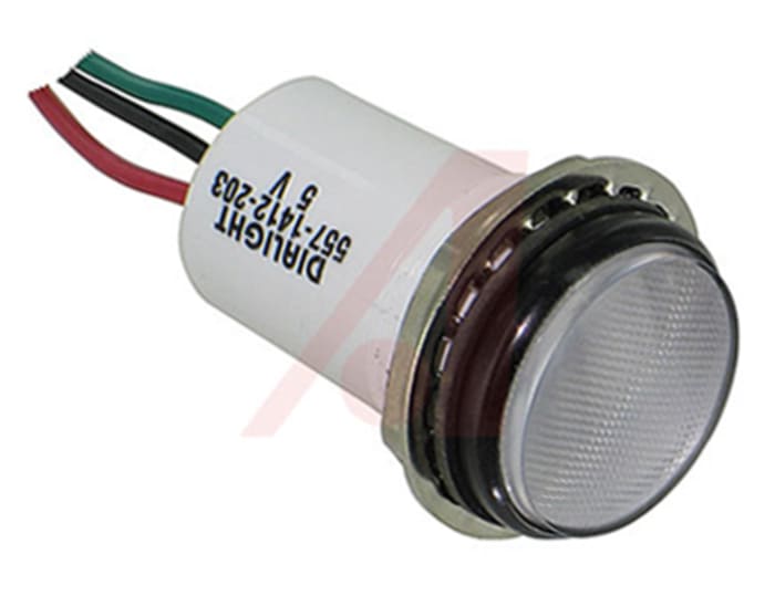 Dialight Green, Red Panel Mount Indicator, 5V dc, 17.5mm Mounting Hole Size, Lead Wires Termination