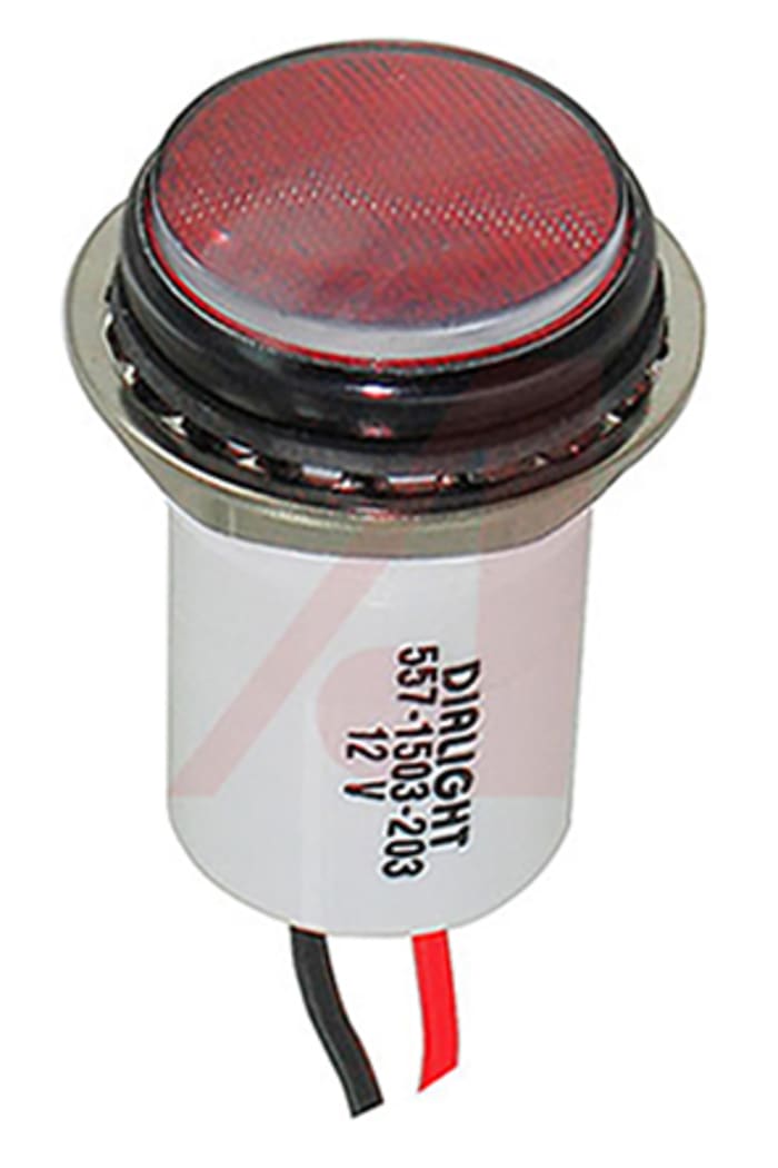 Dialight Red Indicator, 12V dc, 17.5mm Mounting Hole Size, Lead Wires Termination