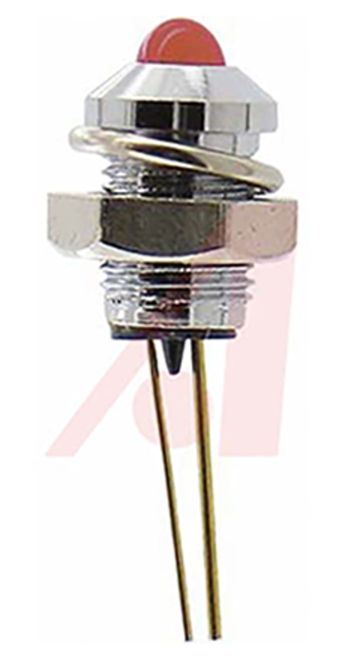 Dialight Red Panel LED, 2V dc, 6.4mm Mounting Hole Size, Lead Wires Termination