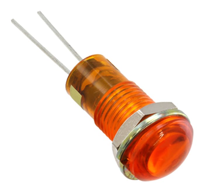 Dialight Yellow Panel LED, 2V dc, 8.3mm Mounting Hole Size, Lead Wires Termination