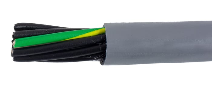 Alpha Wire EcoFlex PUR Multicore Industrial Cable, 9 Cores, 0.78 mm², Unscreened, 30m, Grey Polyurethane PUR Sheath, 18