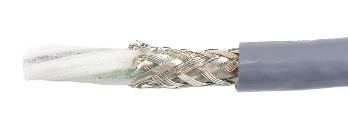 Câble de commande Blindé Alpha Wire Ecogen Ecoflex PUR 600 V, 3 x 0,5 mm², 20 AWG, gaine en PUR, Gris, 30m