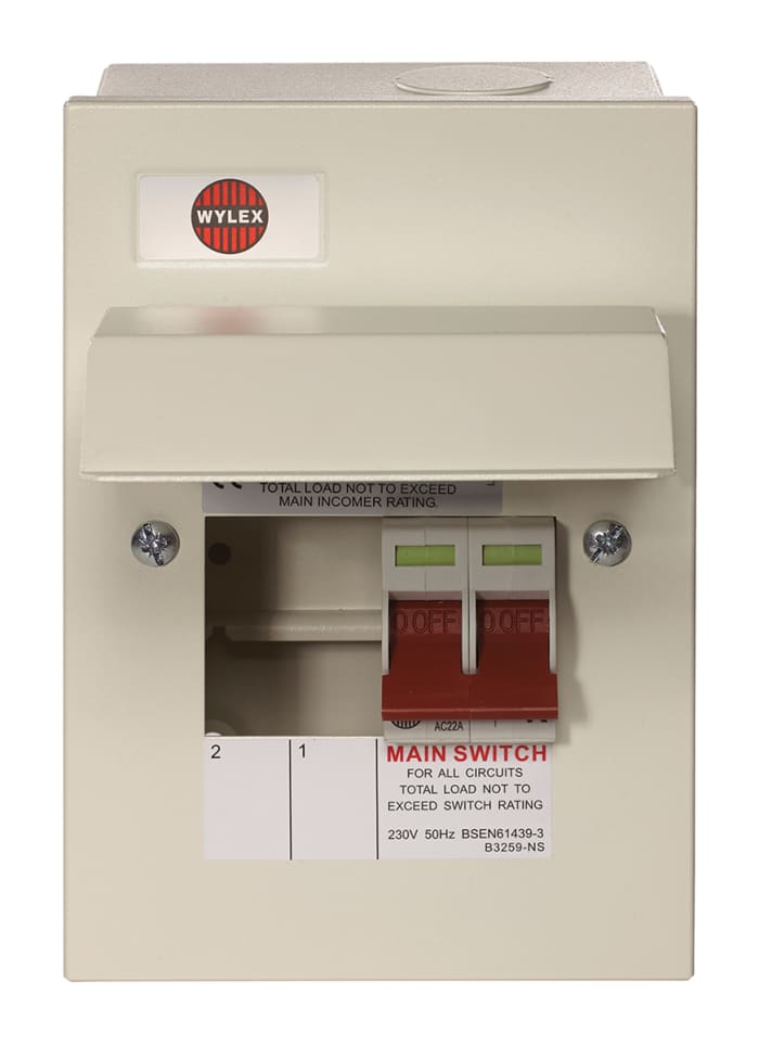 Wylex 2 Way Metal Consumer Unit, 63A, IP2XC NM