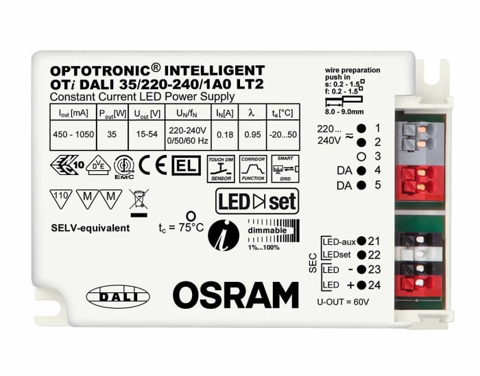 Osram, 15 → 54V Output, 35W Output, 1.05A Output, Constant Current