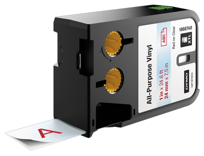 Dymo XTL Red on Clear Label Printer Tape, 7 m Length, 24 mm Width