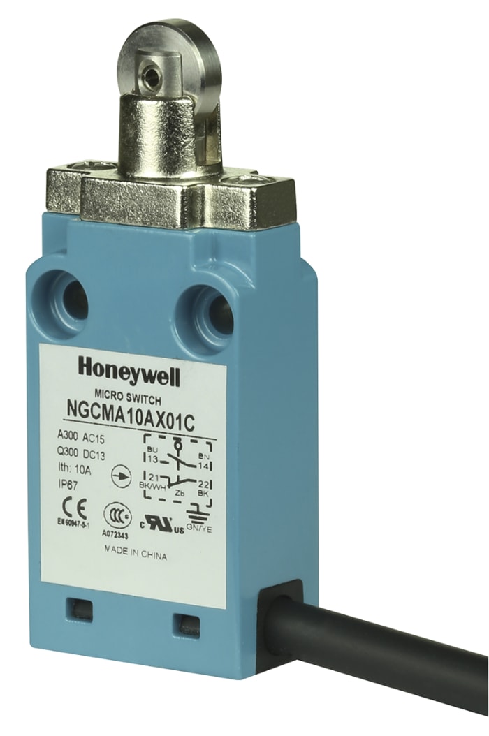 Honeywell NGC Series Roller Plunger Limit Switch, NO/NC, IP67, SPDT, Metal Housing, 240V ac Max, 6A Max