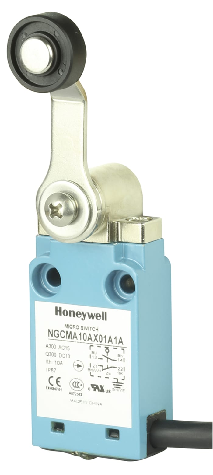 Honeywell NGC Series Roller Lever Limit Switch, NO/NC, IP67, SPDT, Plastic Housing, 240V ac Max, 6A Max