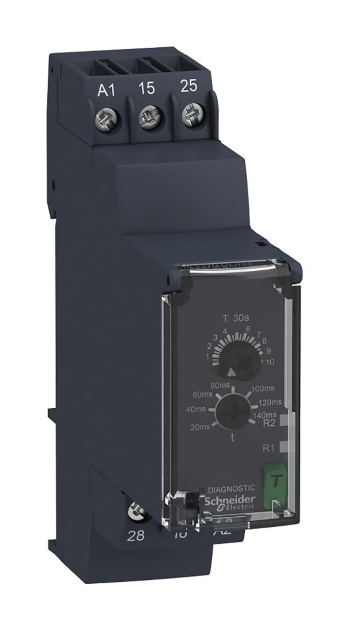 Schneider Electric Harmony Time Series DIN Rail Mount Timer Relay, 24 → 240V ac/dc, 1-Contact, 0.05 → 1s,
