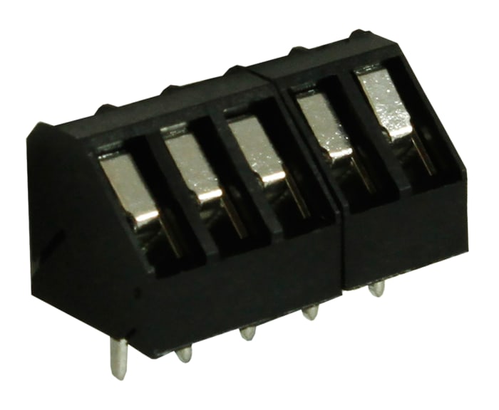 Svorkovnice PCB, rozteč: 5mm, počet řad: 1, počet kontaktů: 5, orientace těla: Rovný, Průchozí otvor, Černá