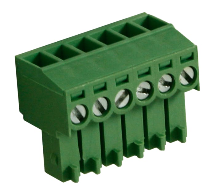 RS PRO, 3.5mm Pitch, 6 Way, Right Angle, Pluggable Terminal Block, Plug, Through Hole, Screw Termination