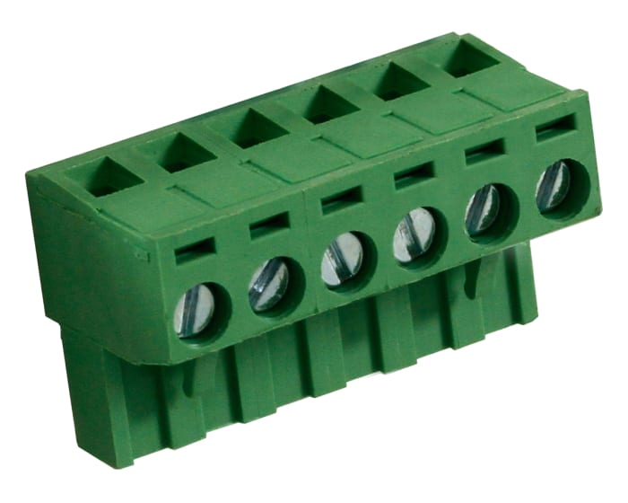 RS PRO, 5.08mm Pitch, 6 Way, Right Angle, Pluggable Terminal Block, Plug, Through Hole, Screw Termination