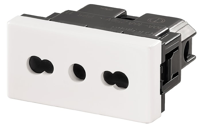 Weidmuller White 1 Gang Plug Socket, 2+E Poles, 16A, Type L - Italian, Outdoor Use