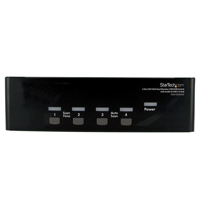 StarTech.com 4 Port Dual Monitor USB DVI KVM Switch, 3.5 mm Stereo 1920 x 1440 Maximum Resolution