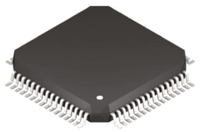 Microcontrolador Microchip ATXMEGA64A3U-AU, núcleo AVR de 64bit, RAM 4 kB, 32MHZ, TQFP de 64 pines