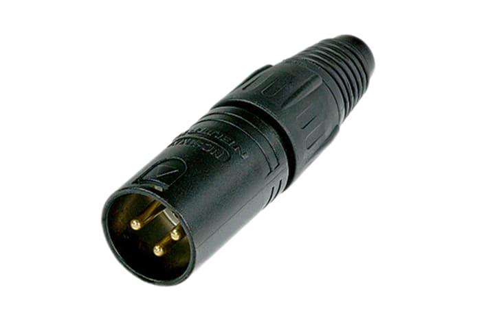 Neutrik Cable Mount XLR Connector, Male, 50 V, 3 Way, Gold Plating