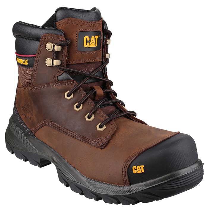 CAT Spiro Brown Steel Toe Capped Men's Safety Boots, UK 11, EU 46