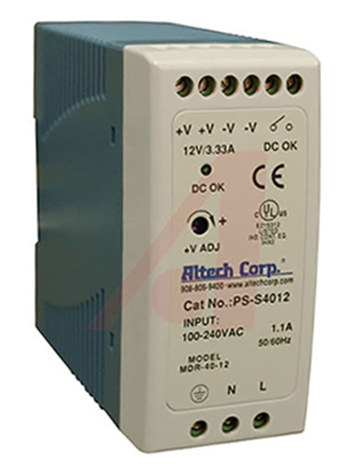 Alimentation pour rail DIN Altech, série PS-S20, 12V c.c.out 1.67A, 230V c.a.in, 20W