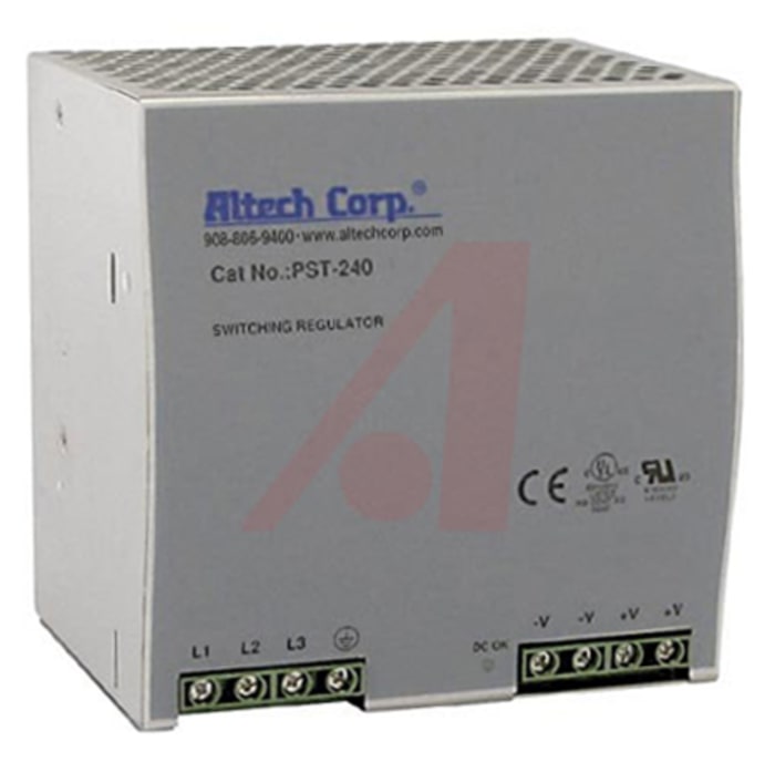 Altech PST-240 Switch Mode DIN Rail Power Supply, 400V ac ac Input, 24V dc dc Output, 10A Output, 240W