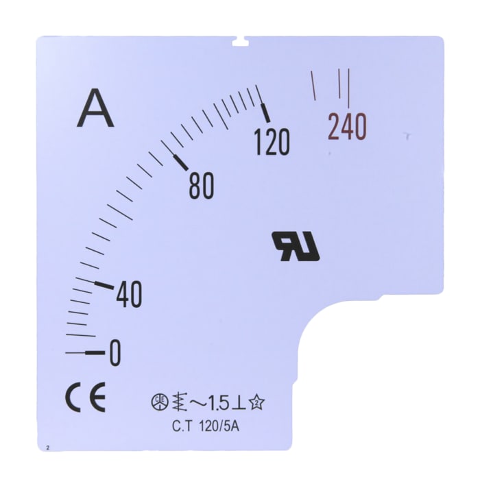 RS PRO Meter Scale, 120A, for use with 96 x 96 Analogue Panel Ammeter