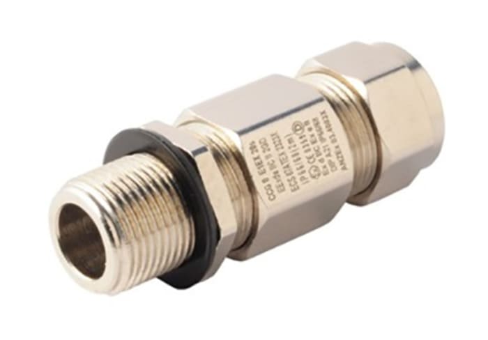 Moflash E1EX Series Metallic Stainless Steel Cable Gland, M20 Thread, 9mm min., 15mm max., IP66, IP68