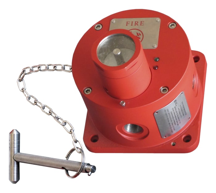 Pulsador de alarma por rotura de cristal Rojo Moflash para Interior, exterior, 125mm x 125 mm x 143,5 mm