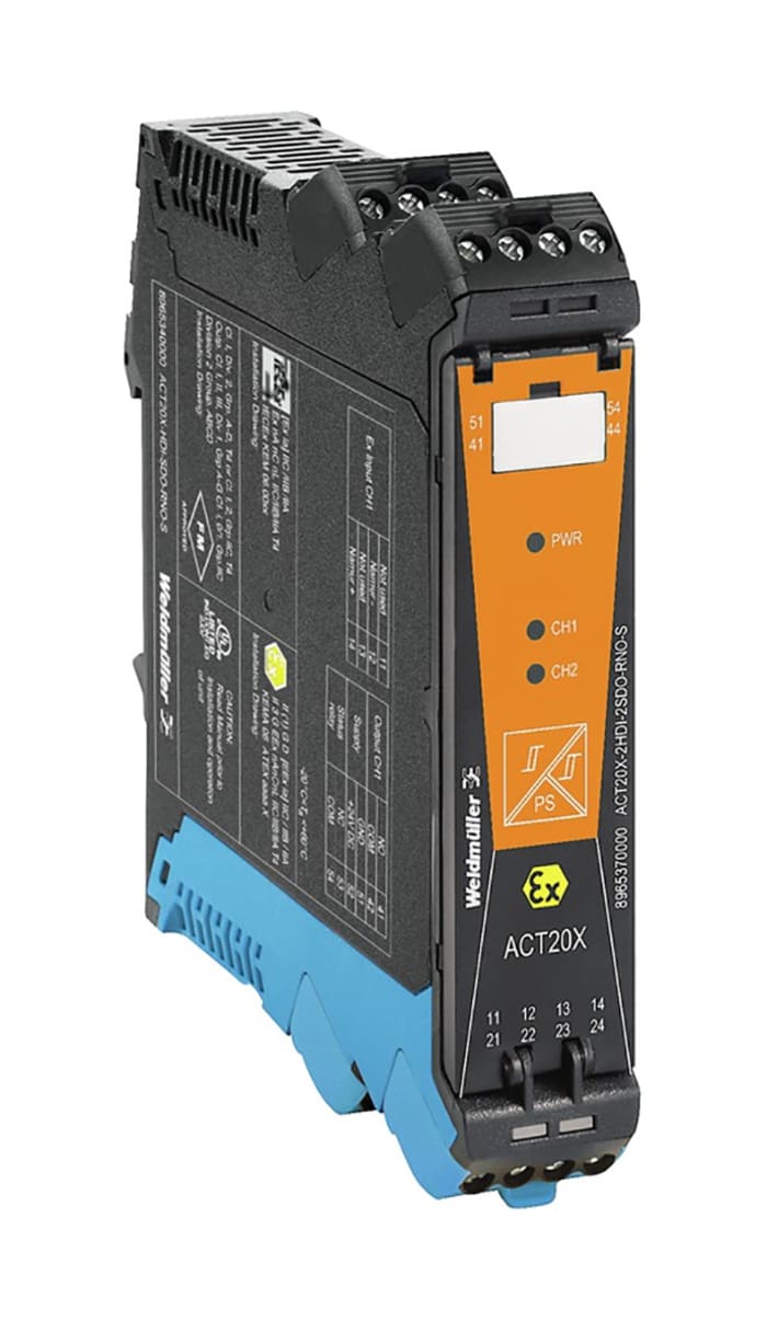Weidmuller ACT20X Series Signal Conditioner, NPN, PNP Input, Relay Output, 19.2 → 31.2V Supply, IECEx