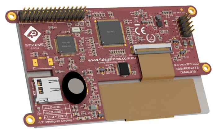 4D Systems uLCD-43DT TFT LCD Colour Display / Touch Screen, 4.3in, 480 X 272pixels
