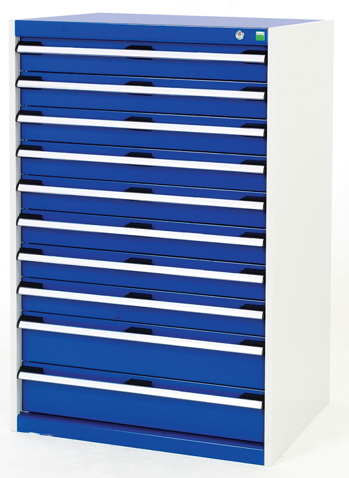 Bott 10 Drawer Storage Unit, Steel, 1200mm x 800mm x 650mm, Blue, Grey