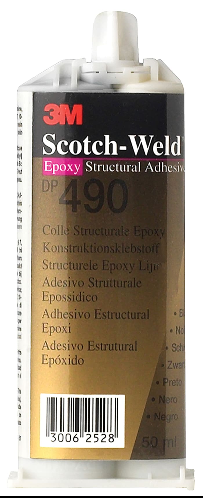 Adhésif acrylique Noire 3M Scotch-Weld DP490, pour Verre, Métal, en Cartouche de 50 ml