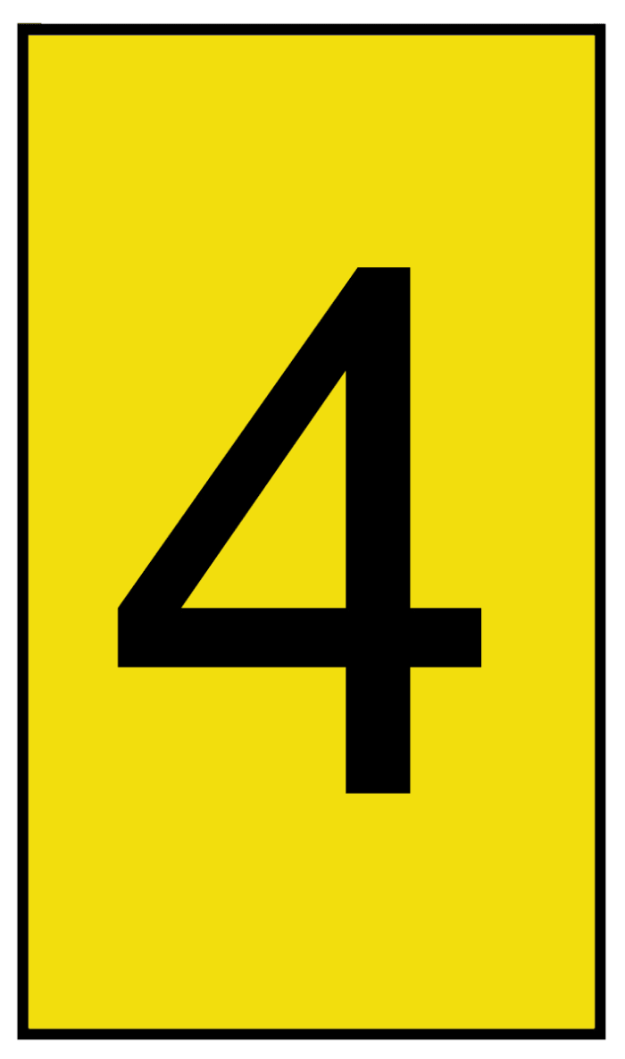 HellermannTyton Ovalgrip Slide-On Cable Marker, Black, Pre-printed "4", 6.3 mm Cable Yellow, 1.8 mm Cable, 901-10632