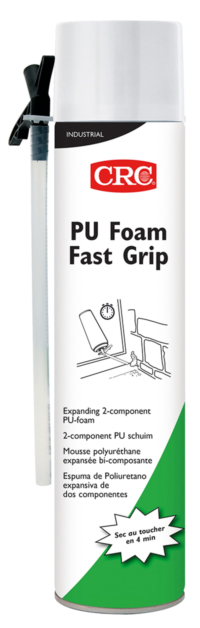 Espuma de poliuretano Verde CRC PU Foam Fast Grip, Aerosol de 400 ml, para Unión, relleno, sellado