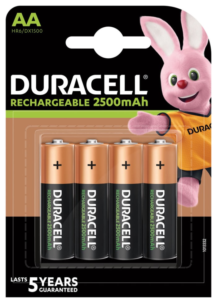 Duracell Recharge Ultra AA NiMH Rechargeable AA Batteries, 2.4Ah, 1.2V -  Pack of 4 RS Stock No.: 908-4076 Mfr. Part No.