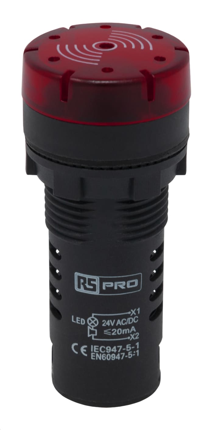 RS PRO, Kırmızı LED'li Alıcılı Komple Kılavuz Lambası, Yuvarlak, 20 mA, 22mm, IP30, 24 V ac/dc