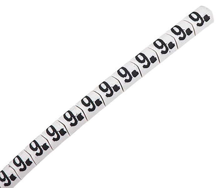 HellermannTyton Helagrip Slide-On Cable Marker, Black, Pre-printed "9", 3 mm Cable White, 1 mm Cable, 901-10567
